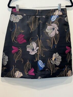 Ann Taylor Women’s Black Pink Floral Jacquard Mini Pencil Skirt Size 4 NWOT